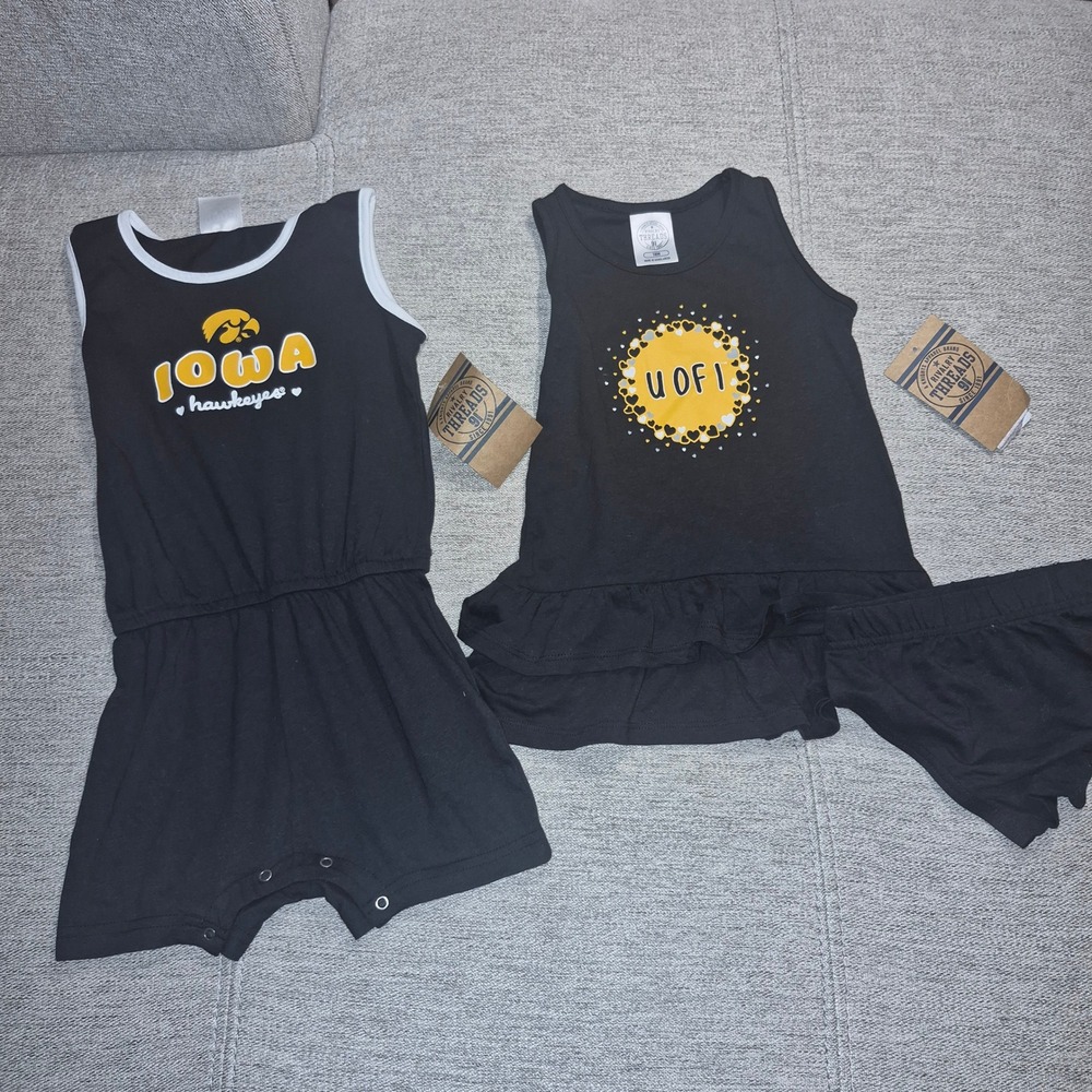 Rivalry Threads Iowa Hawkeyes Baby Girls Romper and Tunic Set 18M NWT Black
